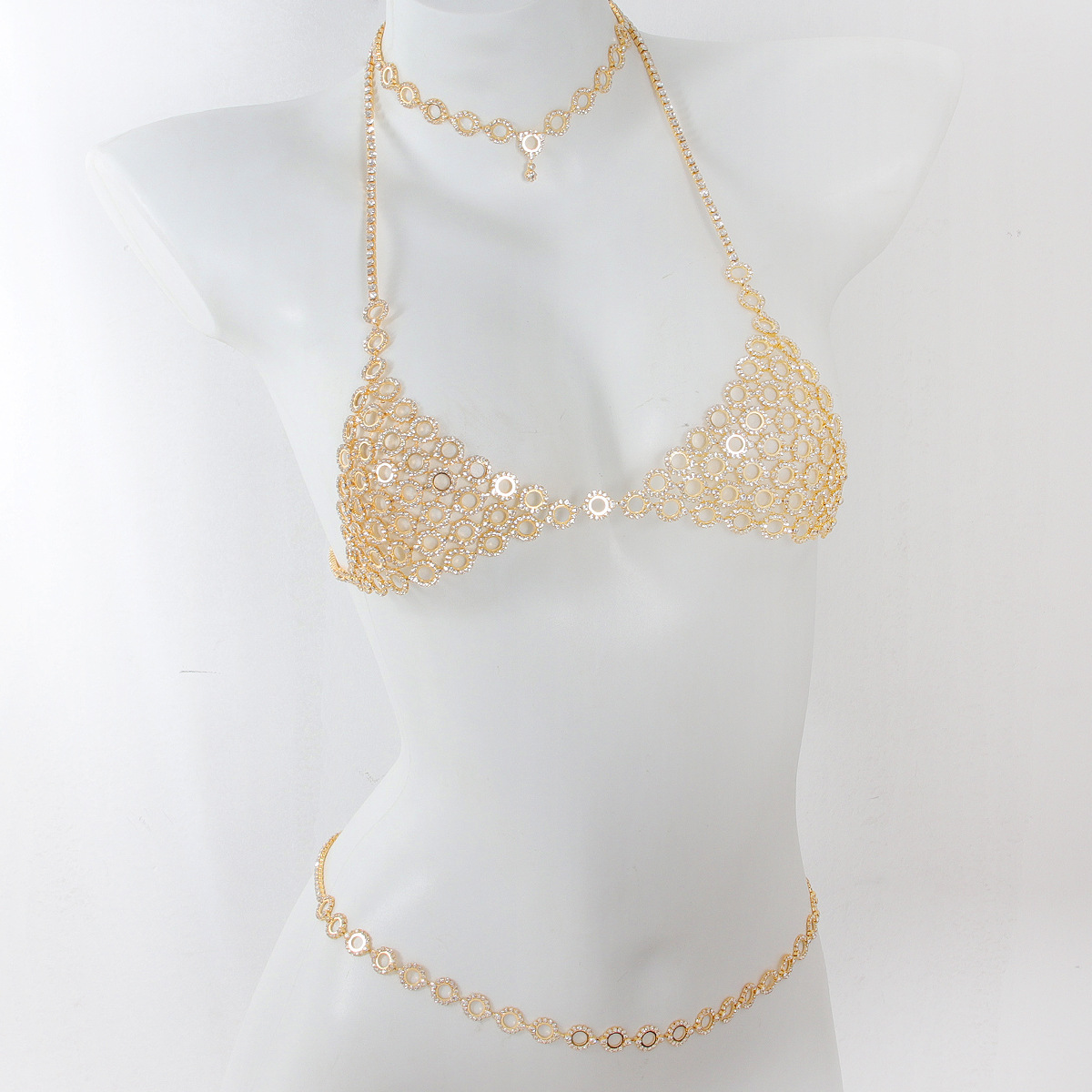 Body Jewelry Retainers - Kalung rantai pinggang Bra berlian imitasi,