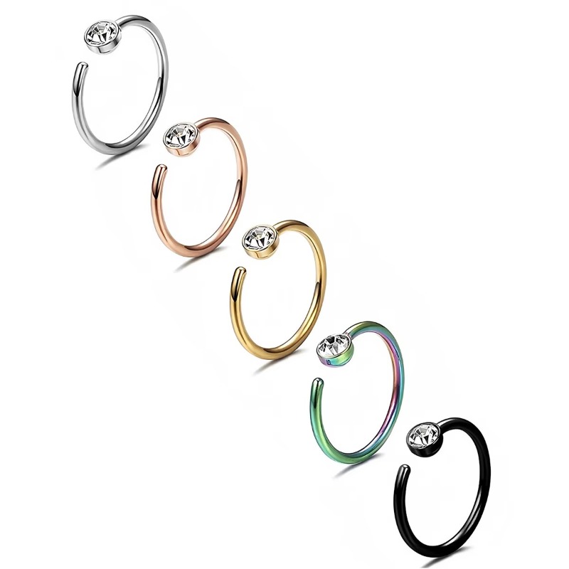 Body Jewelry Surgical Steel - 5 buah cincin hidung 18G, model