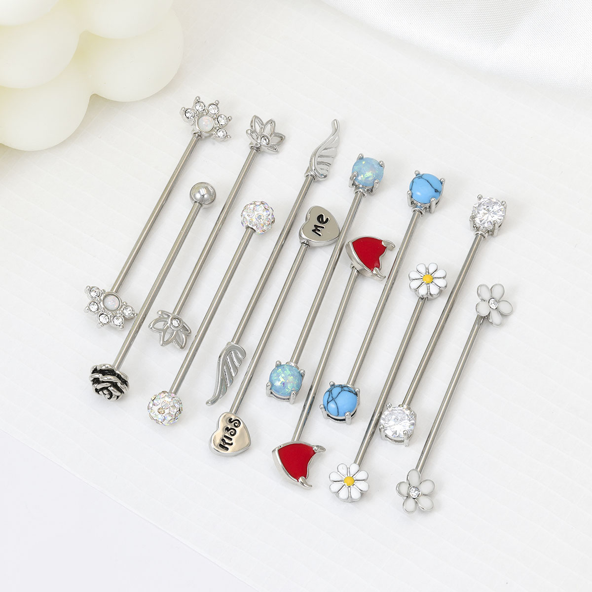 Body Jewelry Surgical Steel - 16G panah hati industri barbel bedah
