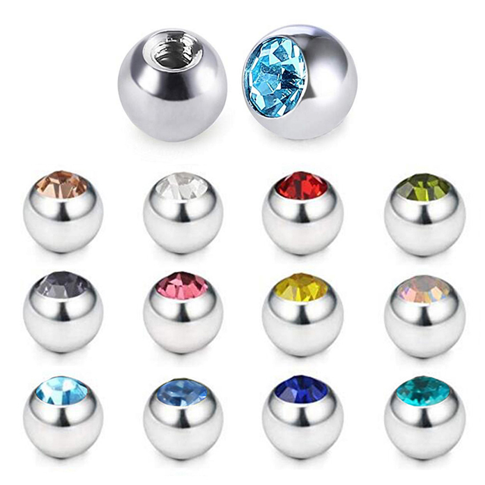 60Pcs Stainless Steel CZ Krist - Body Jewelry Replacement Ball ulasan dan harga