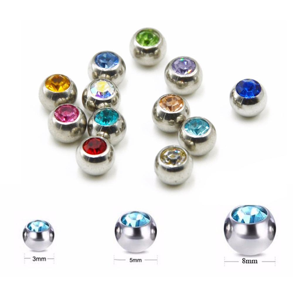 60Pcs Stainless Steel CZ Krist - Body Jewelry Replacement Ball ulasan dan harga