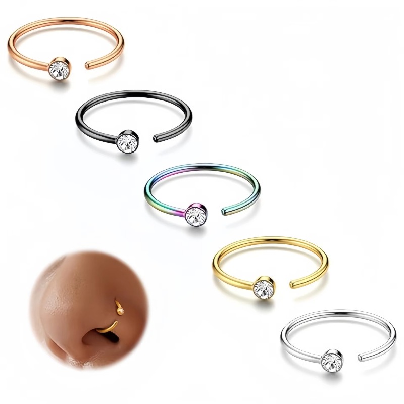 5 buah cincin hidung 18G, mode - Body Jewelry Surgical Steel ulasan dan harga