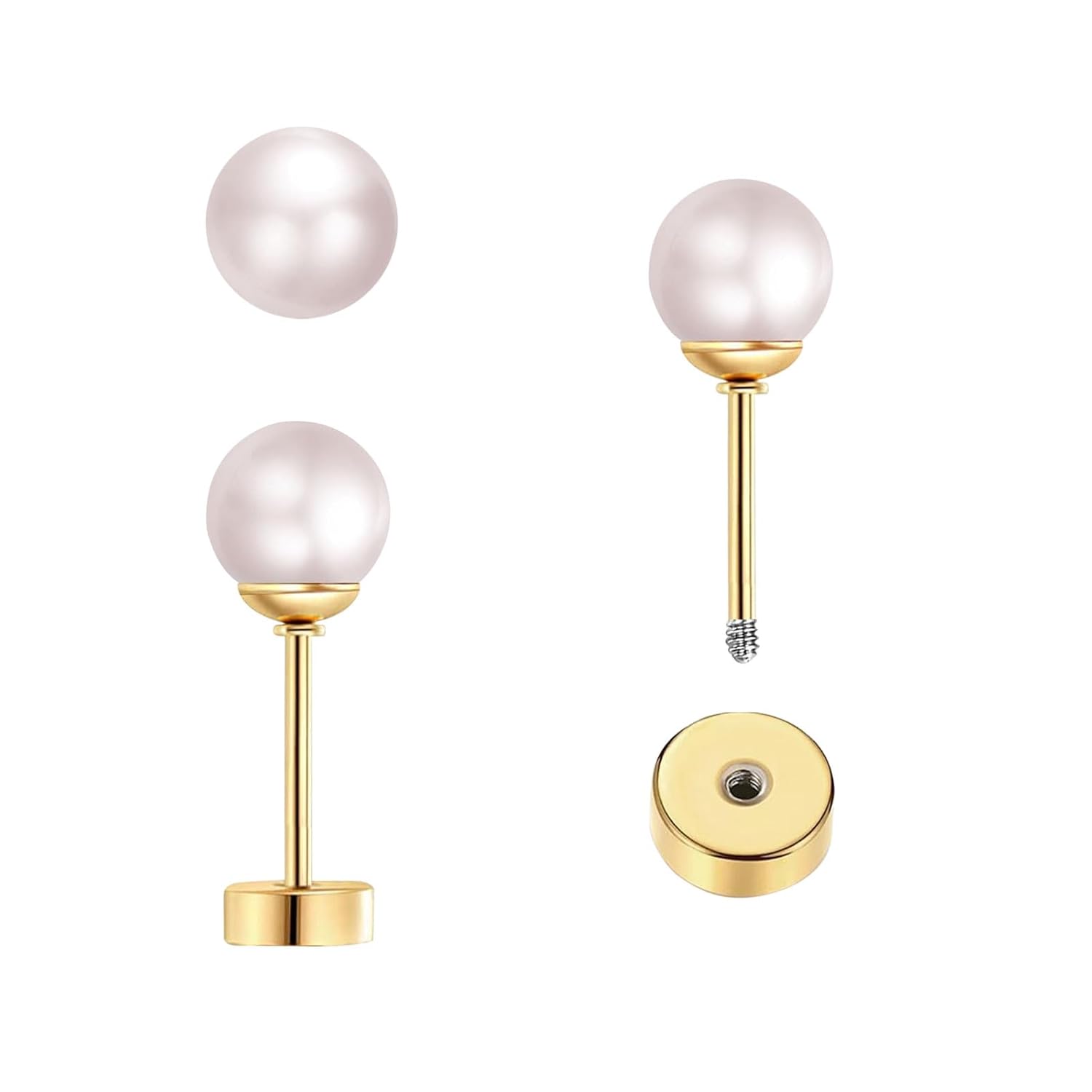 3 Pasang Anting Mutiara Kecil  - Body Jewelry Surgical Steel ulasan dan harga