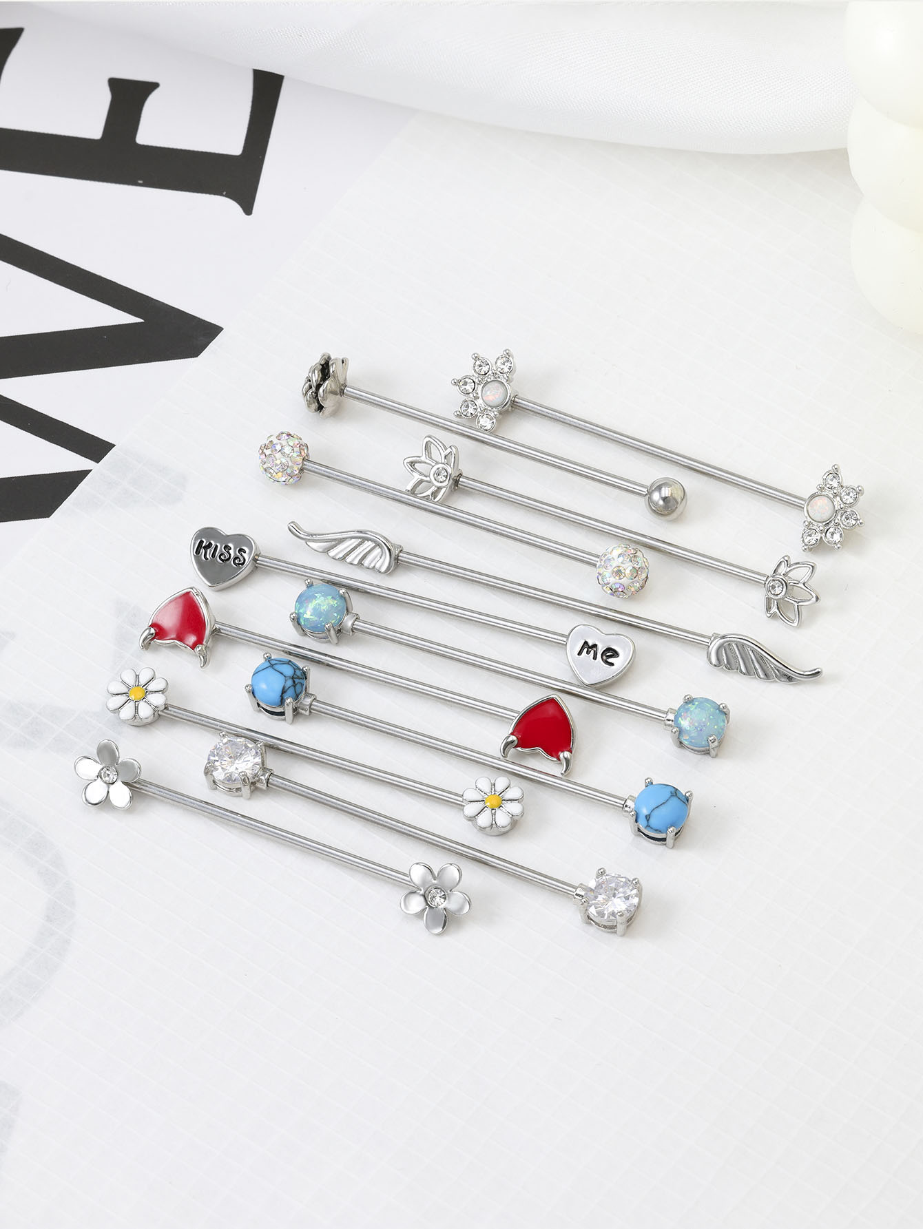 16G panah hati industri barbel - Body Jewelry Surgical Steel ulasan dan harga