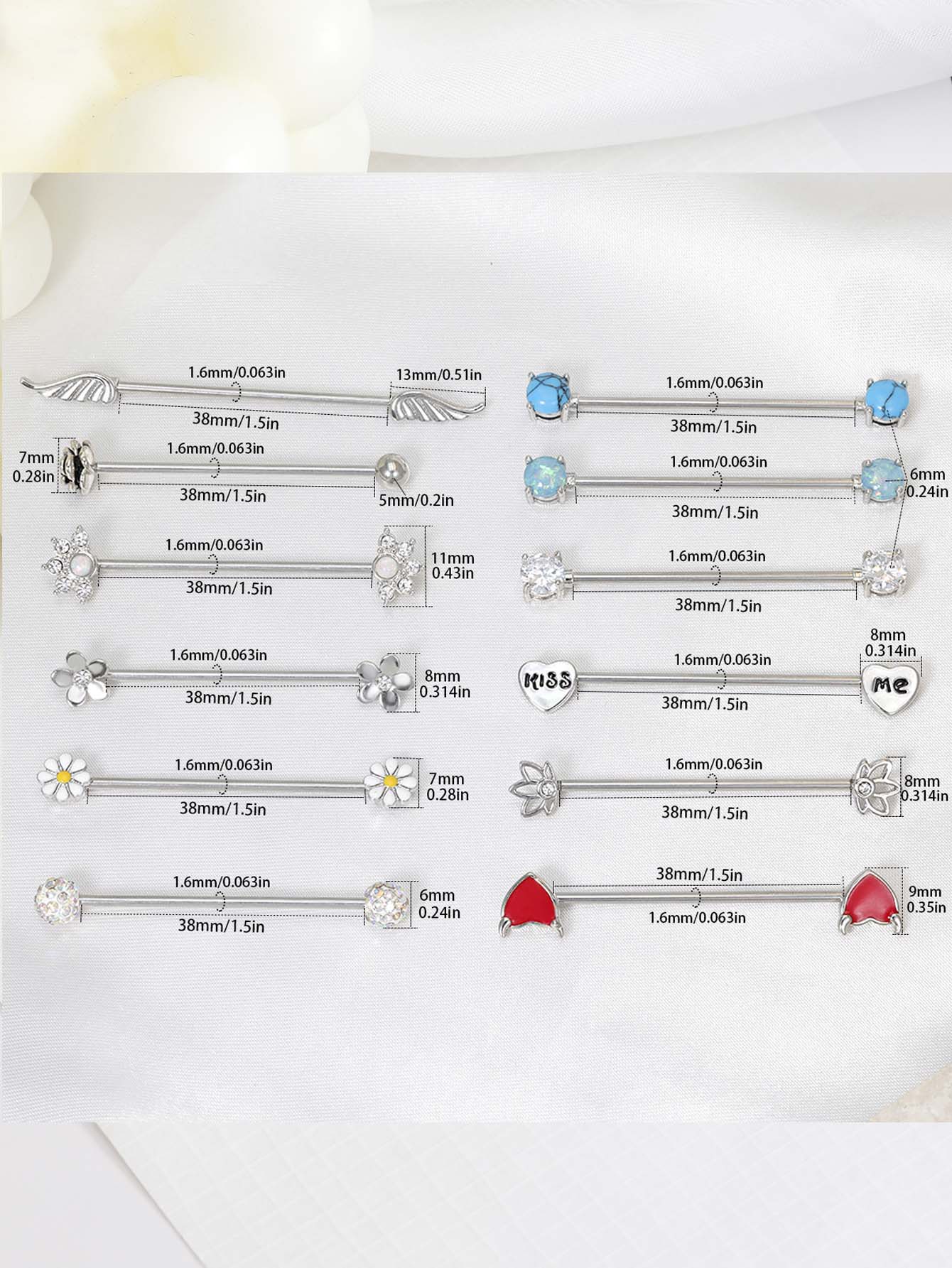 16G panah hati industri barbel - Body Jewelry Surgical Steel ulasan dan harga